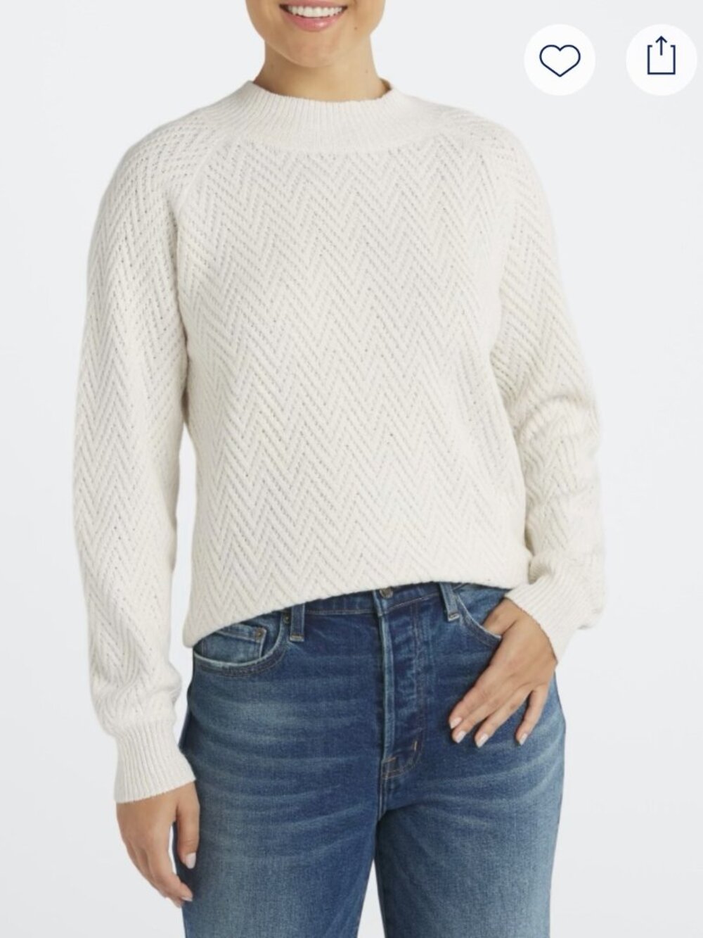 Pink Clover | White Mock Neck Sweater | Large